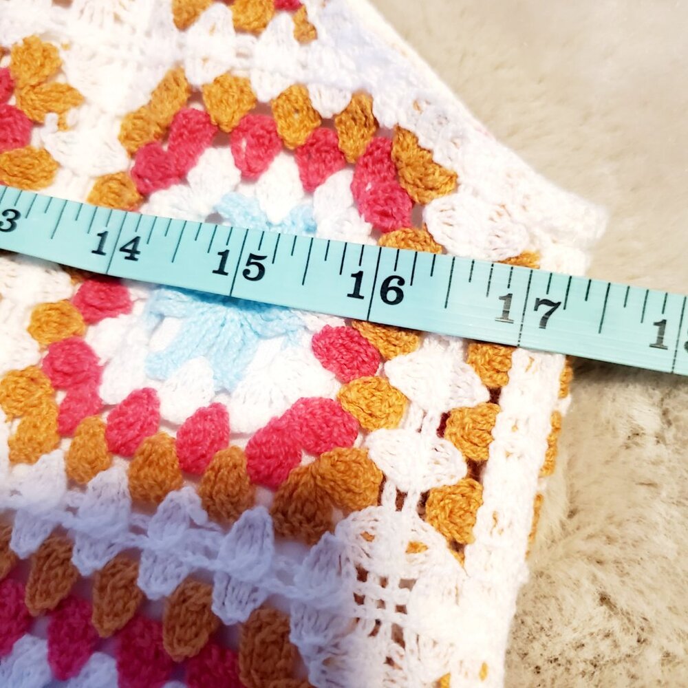 Y2K Crochet Granny Square Dress Large Boho Coastal Retro Knit - Picture 9 of 11